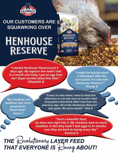 KALMBACH FEEDS HENHOUSE RESERVE® 18% LAYER FEED FOR CHICKENS AND POULTRY - 50LB