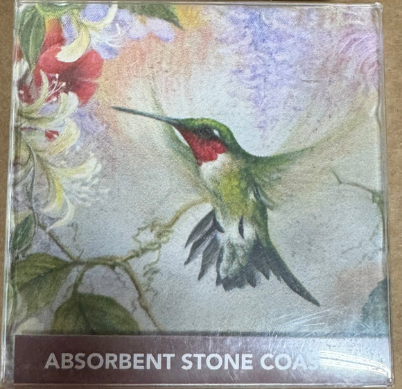 Absorbent Stone Coaster - Hummingbird