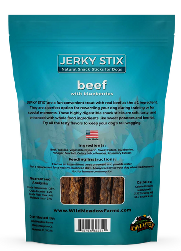 Wild Meadow Farms Jerky Stix Beef with Blueberries Dog Treat