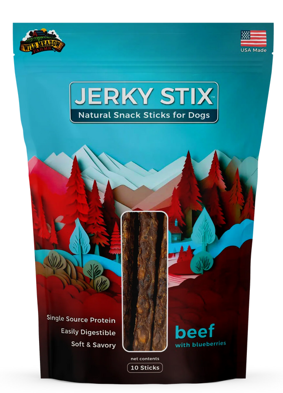 Wild Meadow Farms Jerky Stix Beef with Blueberries Dog Treat