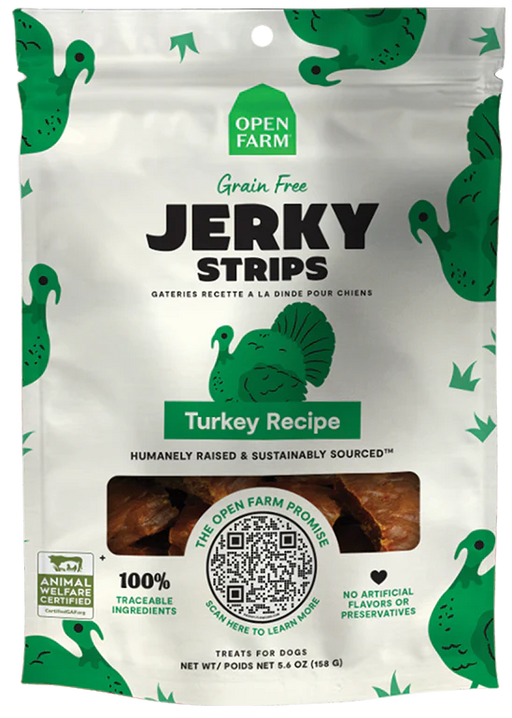 Open Farm Grain-Free Turkey Jerky Strips 5.6oz. Dog Treat