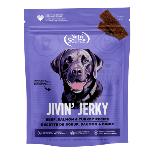Nutrisource Beef, Turkey & Salmon Jivin' Jerky Healthy Jerky Treats for Dogs - 4oz