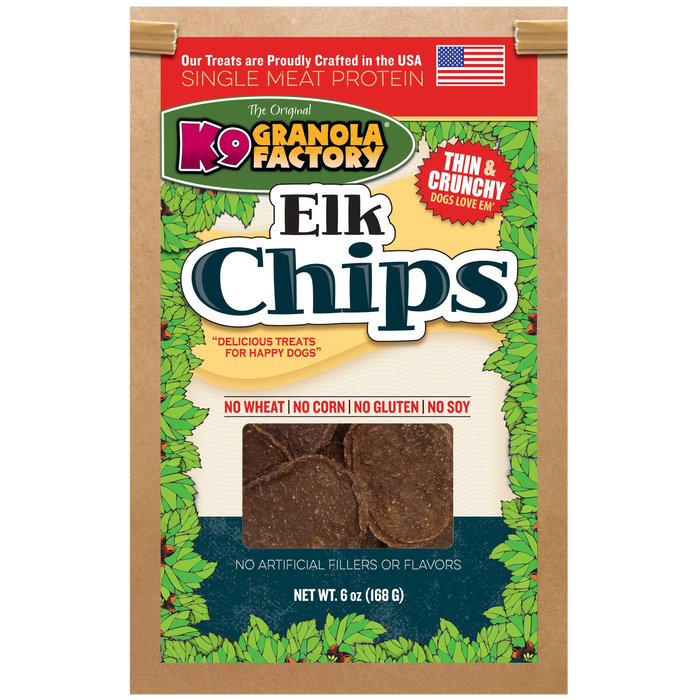 K9 Granola Factory Single Meat Protein Elk Chips for Dogs 5 oz