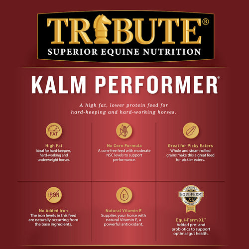 TRIBUTE Kalm Performer®, Textured, High Fat Feed - 50lb