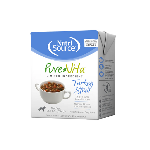 NutriSource PureVita Turkey Stew Limited Ingredient Wet Dog Food - 12.5oz TetraPaks