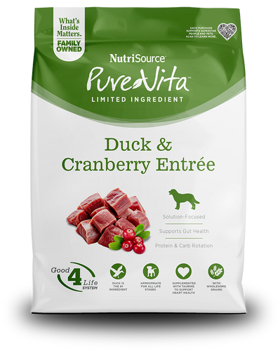 Pure Vita Duck & Cranberry Entrée Limited Ingredient Dog Food - 25lb