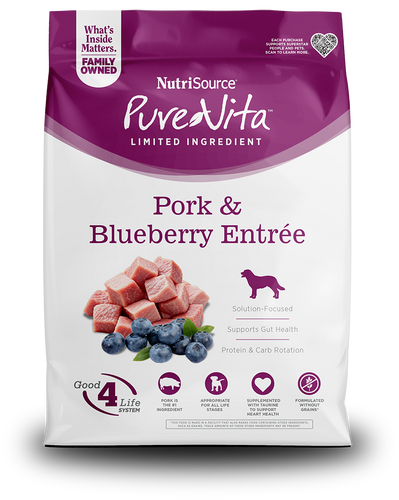 Pure Vita Pork & Blueberry Entrée Limited Ingredient Dog Food - 4lb