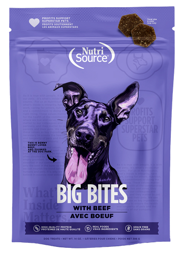 Nutrisource Beef Big Bites High-Quality Protein Dog Treats 14oz