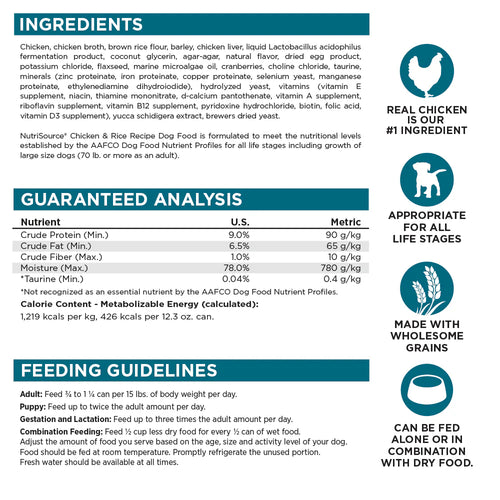 NutriSource® Chicken & Rice Recipe Wet Dog Food - 12.3oz