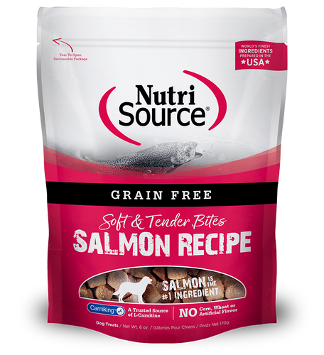 Nutri Source Grain Free Salmon Bites Dog Treats 6oz.