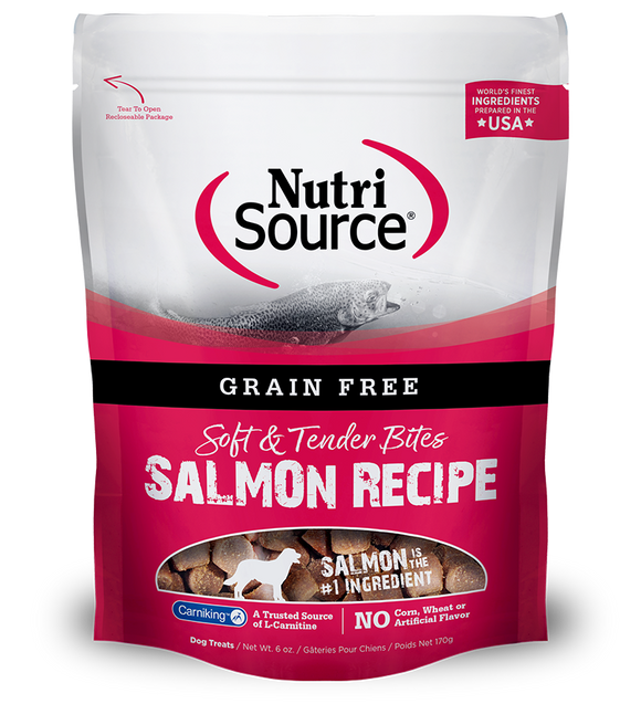 Nutri Source Grain Free Salmon Bites Dog Treats 6oz.