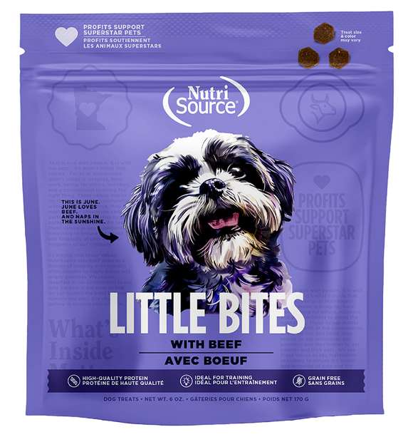 Nutrisource Grain Free Beef Little Bites High-Quality Dog Training Treats - 6oz.
