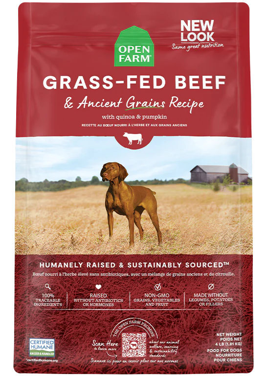 Open Farm Grass Fed Beef Ancient Grains Dry Dog Food Agri Feed