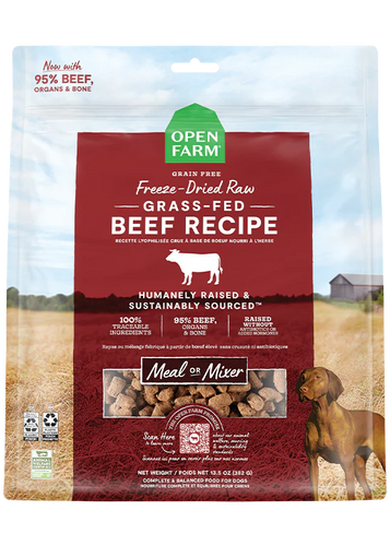 Open Farm Grass-Fed Beef Freeze Dried Raw Dog Food - 22oz