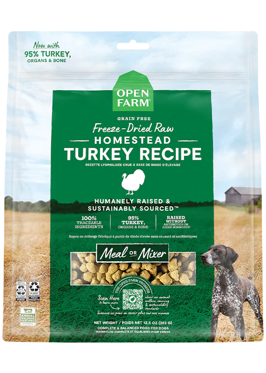 Open Farm Homestead Turkey Freeze Dried Raw Dog Food 22oz