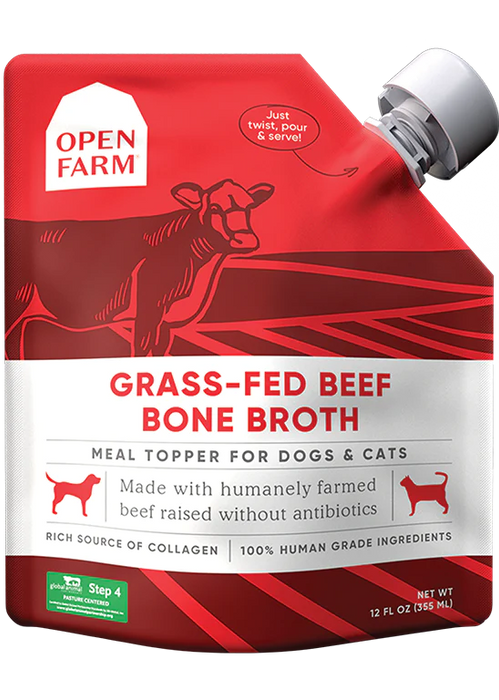 Open Farm Grass-Fed Beef Bone Broth for Dogs 12oz.