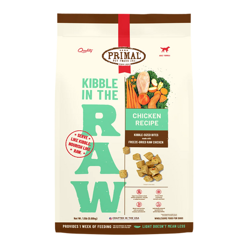 PRIMAL PET FOODS KIBBLE IN THE RAW CHICKEN - 9LB.