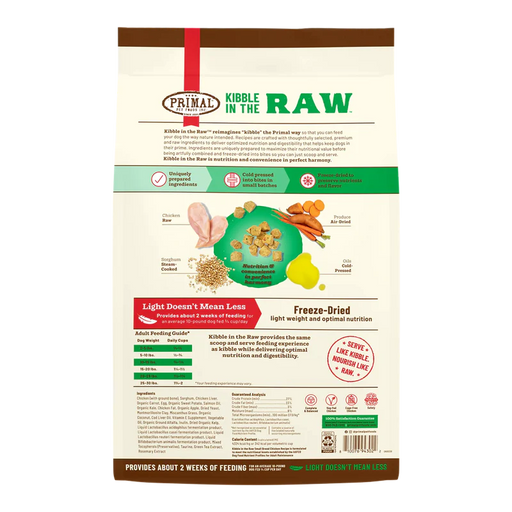 PRIMAL PET FOODS KIBBLE IN THE RAW  SMALL BREED CHICKEN RECIPE - 4LB