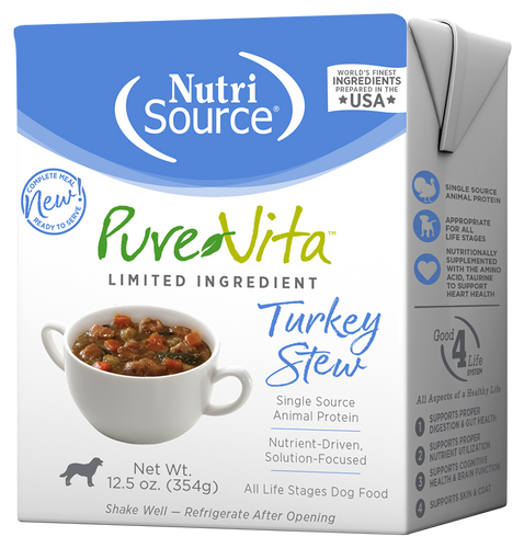 Nutri Source Pure Vita Turkey Stew Limited Ingredient Wet Dog Food 12oz