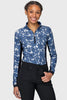 Pacific Blue Wild Rose W/ Black Panels Long Sleeve 1/4 Zip Sun Shirt