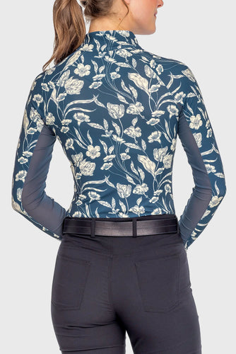 Sailor Blue French Tulip Long Sleeve 1/4 Zip Sun Shirt