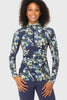 Navy Watercolor Floral 1/4 Zip Long Sleeve Sun Shirt