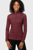 Oxblood Herringbone 1/4 Zip Long Sleeve Sun Shirt