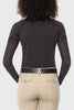 Black 1/4 Zip Long Sleeve Sun Shirt w/ Mesh Sleeves & Lace Insets