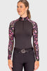 Black Modern Begonia Raglan Long Sleeve 1/4 Zip Sun Shirt