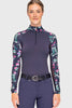 Kastel Denmark Navy Garden Blooms Raglan Long Sleeve 1/4 Zip Sun Shirt