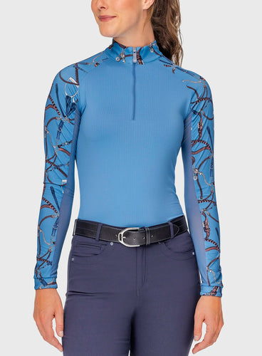 Kastel Denmark Tahoe Blue Belts Long Sleeve Raglan 1/4 Zip Sun Shirt