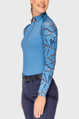 Kastel Denmark Tahoe Blue Belts Long Sleeve Raglan 1/4 Zip Sun Shirt