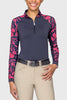 Kastel Denmark Hot Pink French Tulips Raglan Long Sleeve 1/4 Zip Ladies Sun Shirt