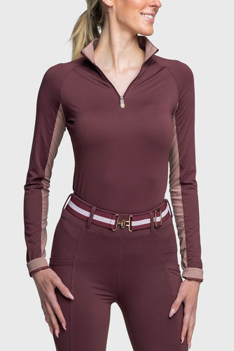 Long Sleeve Cabernet Tonal Crown 1/4 Zip Shirt
