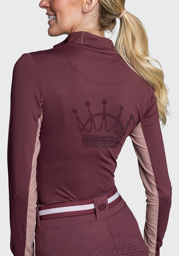 Long Sleeve Cabernet Tonal Crown 1/4 Zip Shirt