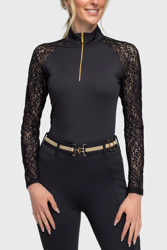 Kastel Black Floral Lace Long Sleeve Sun Shirt