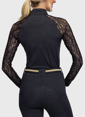 Kastel Black Floral Lace Long Sleeve Sun Shirt