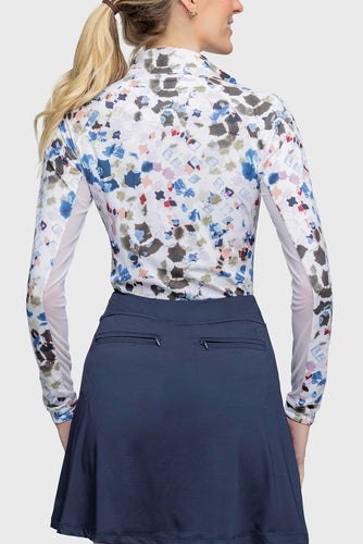 Kastel Long Sleeve Seaside Abstract 1/4 Zip Shirt