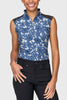 Kastel Denmark Pacific Blue Wild Rose Lace Shoulder Tank 1/4 Zip Ladies Sun Shirt