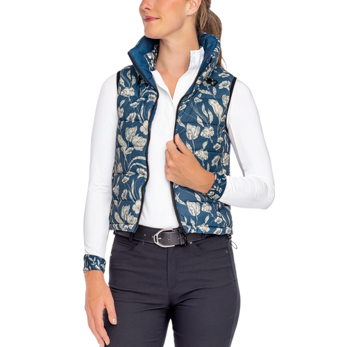 Kastel Denmark Sailor Blue French Tulip & Solid Reversible Puffer Vest