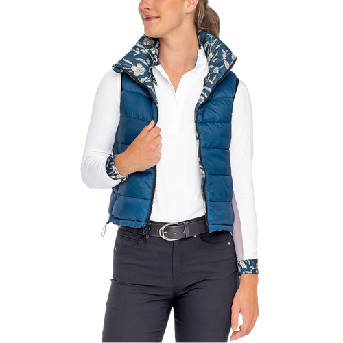 Kastel Denmark Sailor Blue French Tulip & Solid Reversible Puffer Vest