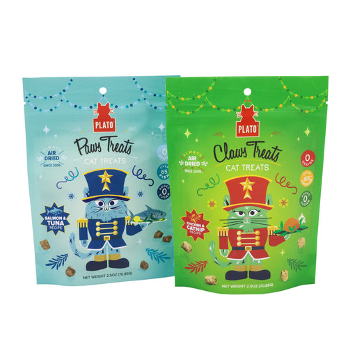 Plato Holiday Paws & Claws 2 pack of Cat Treats - 2.5oz ea pack