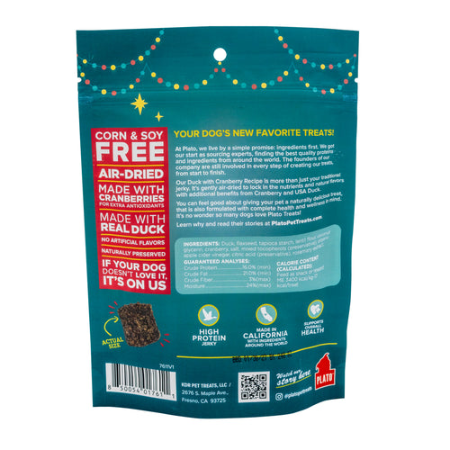 Plato Holiday Feast Duck with Cranberry Air Dried Dog Jerky Bites - 4oz.
