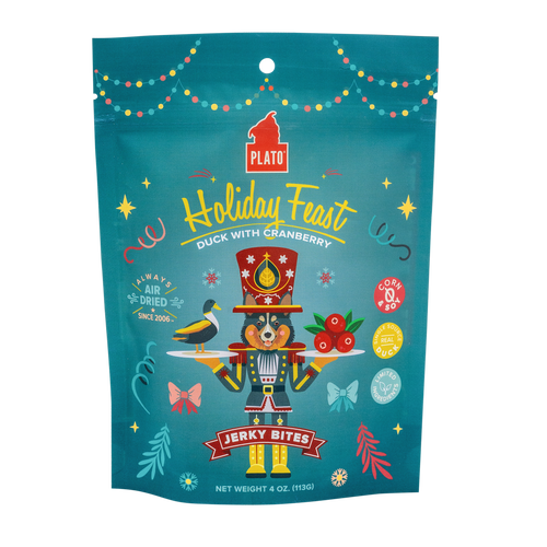 Plato Holiday Feast Duck with Cranberry Air Dried Dog Jerky Bites - 4oz.