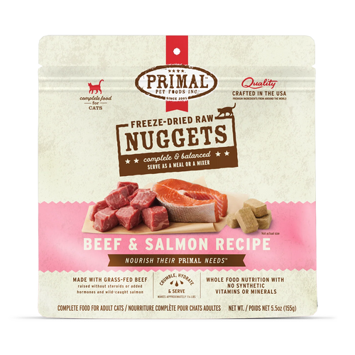 Primal Freeze-Dried Raw Nuggets Cat Food Beef & Salmon Recipe - 5.5oz