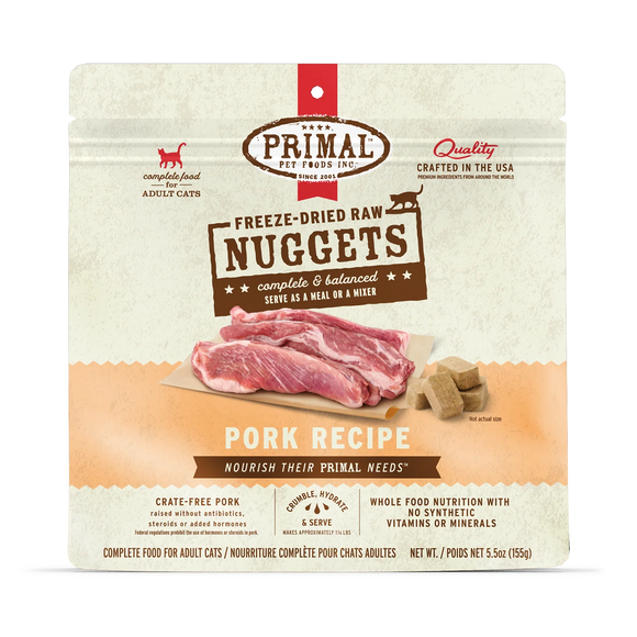 Primal Freeze-Dried Raw Nuggets Cat Food Pork Recipe - 14oz