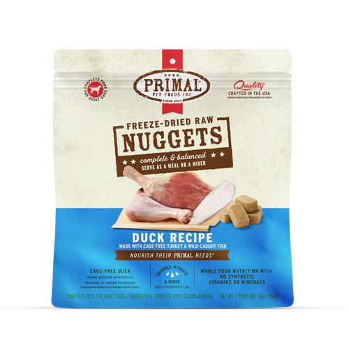 Primal Pet Foods Freeze-Dried Nuggets Raw Duck Recipe Dog Food - 14oz