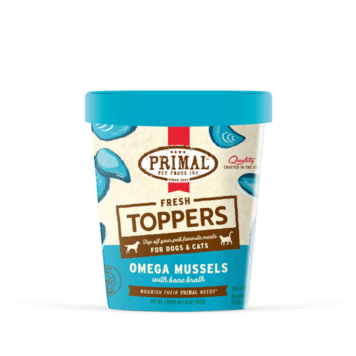 Primal Pet Foods Fresh Toppers for Cat & Dog Food - Omega Mussels Recipe