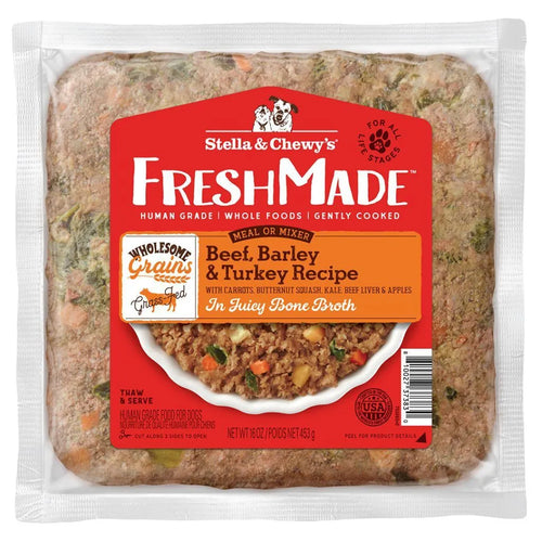 Stella & Chewy's FreshMade Beef, Barley & Turkey Gently Cooked Dog Food - 16oz