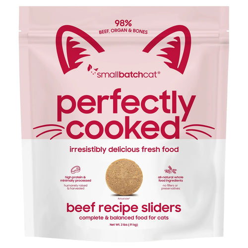 Small Batch Pet Perfectly Cooked Beef Recipe Sliders for Cats - 2lb